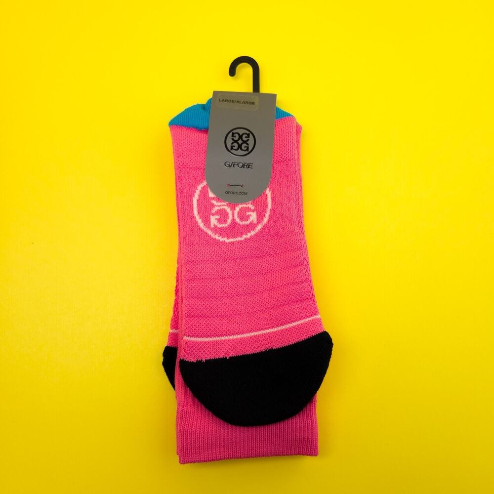 G/Fore Mens Pray For Birdies Crew Socks Large XL Mens Size 11-15 Pink 1 Pair
